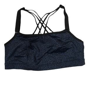 Livi Active Sports Bra Navy‎ Blue Black Strappy 10/12 Low Impact Workout Top